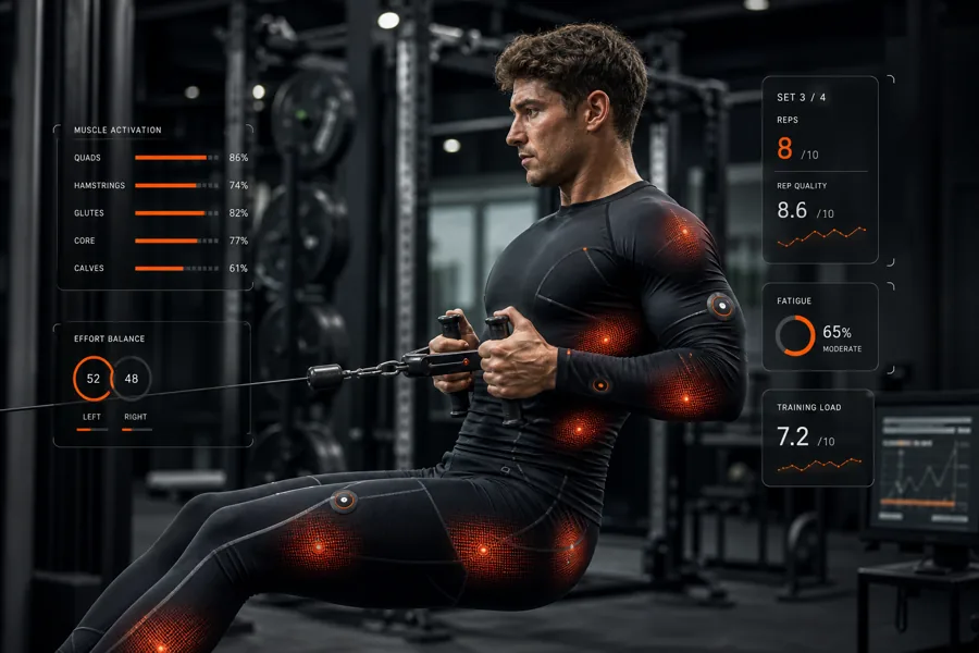 Smart apparel with EMG sensors measuring muscle activation