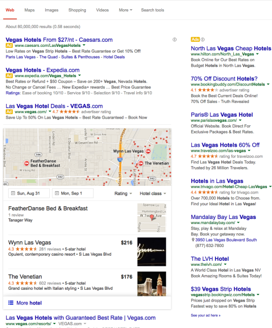 Google Local Carousel Hotel Results