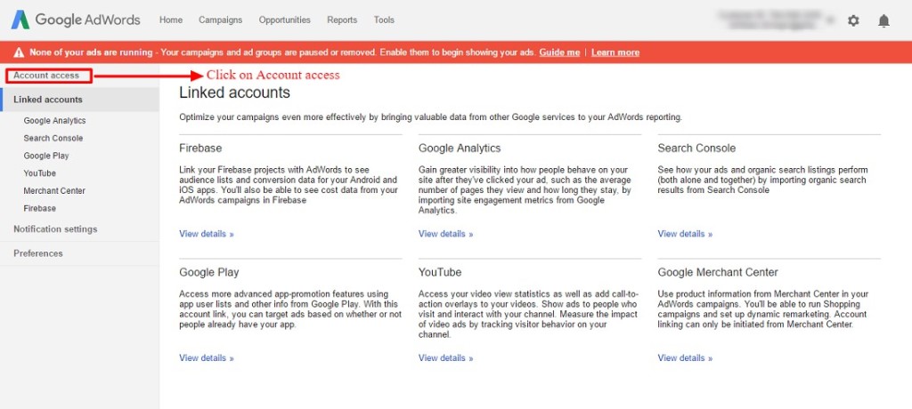 adwords account access