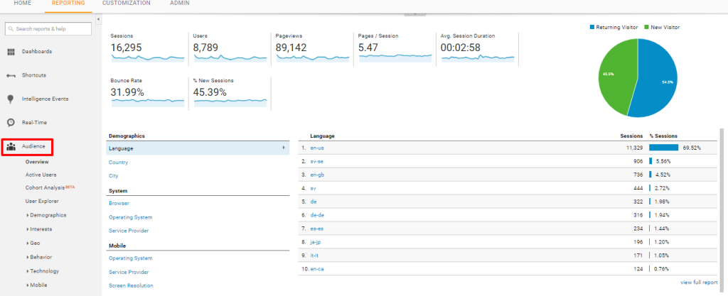 Audience Overview Analytics5.1