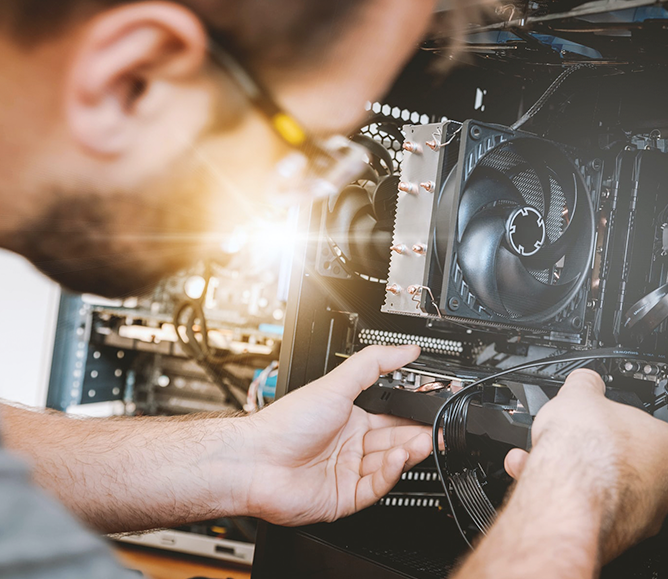 IT engineer fixing CPU