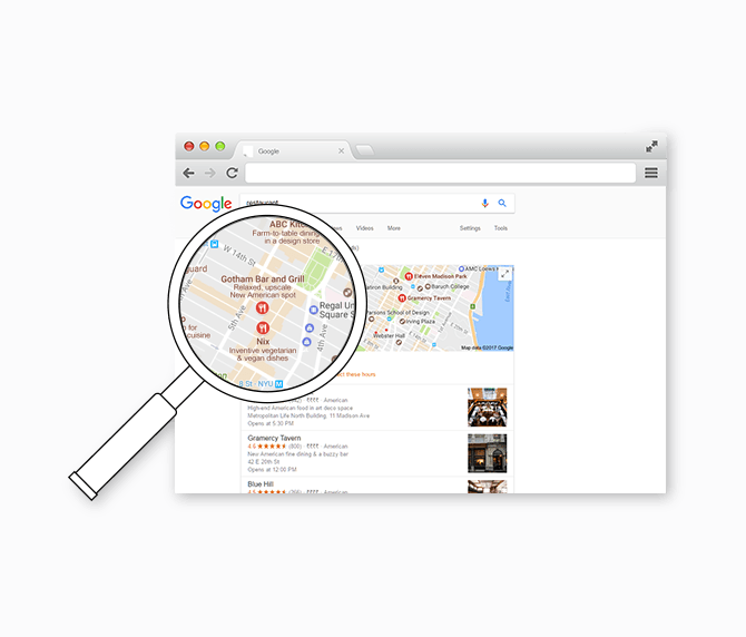 Google maps search preview
