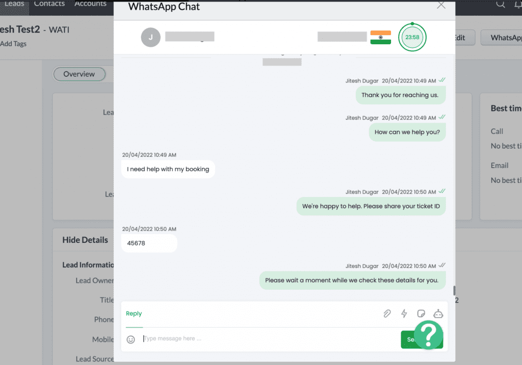 Whatsapp integration in Wati