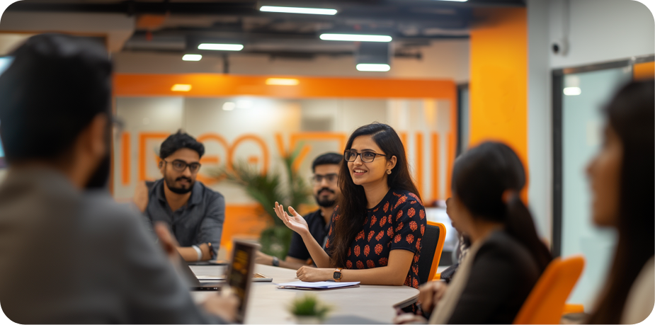 Clixlogix's diverse Workforce discussing in the meeting.