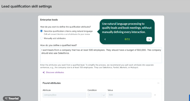 Drift’s AI-powered system qualifying leads in real time