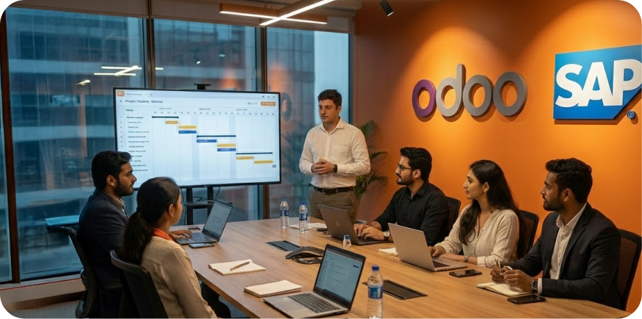 Clixlogix ERP team having a meeting