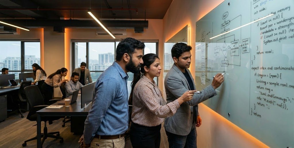 AI engineers discussing strategy of an AI project