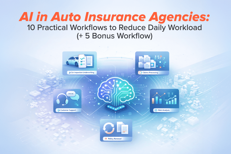 AI in Auto Insurance Agencies: 10 Practical Workflows to Reduce Daily Workload (+ 5 Bonus Workflow)