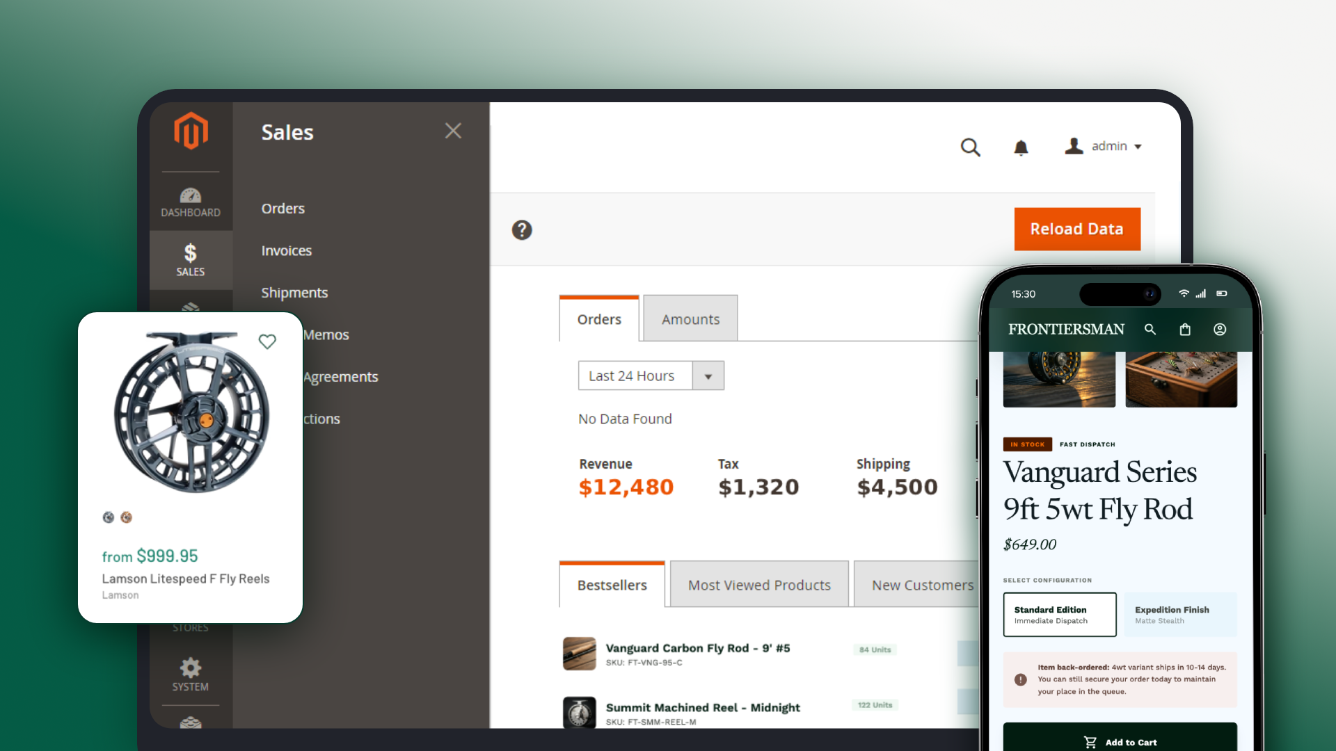 Frontiersman wholesale dashboard and mobile storefront for an Australian fly fishing retailer