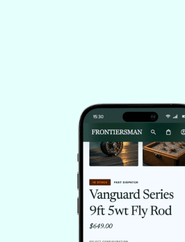 Fishing supplier website mobile view