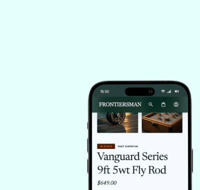 Fishing supplier website mobile view