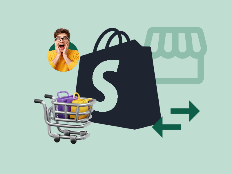 Shopify store migration graphic for ecommerce retailer moving from legacy platform to modern online store