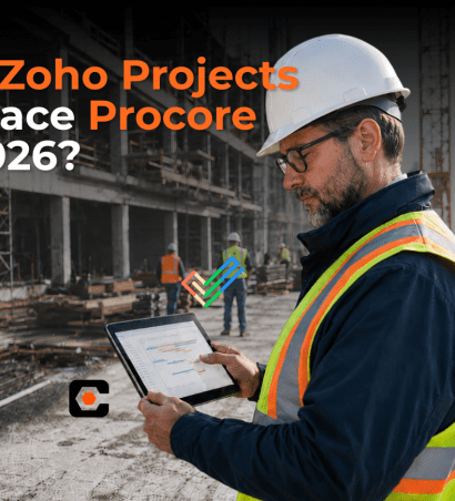banner image for the blog titled 'Can Zoho Projects Replace Procore as Your Construction Project Management Software in 2026'