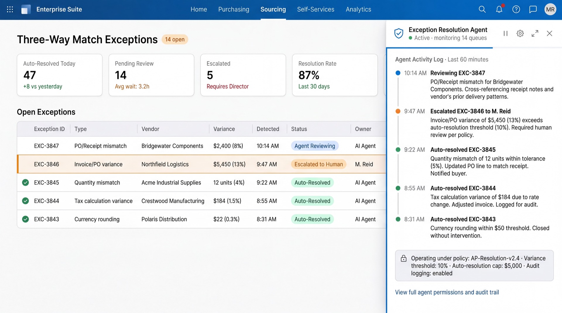 Exception Monitoring & Auto Resolution