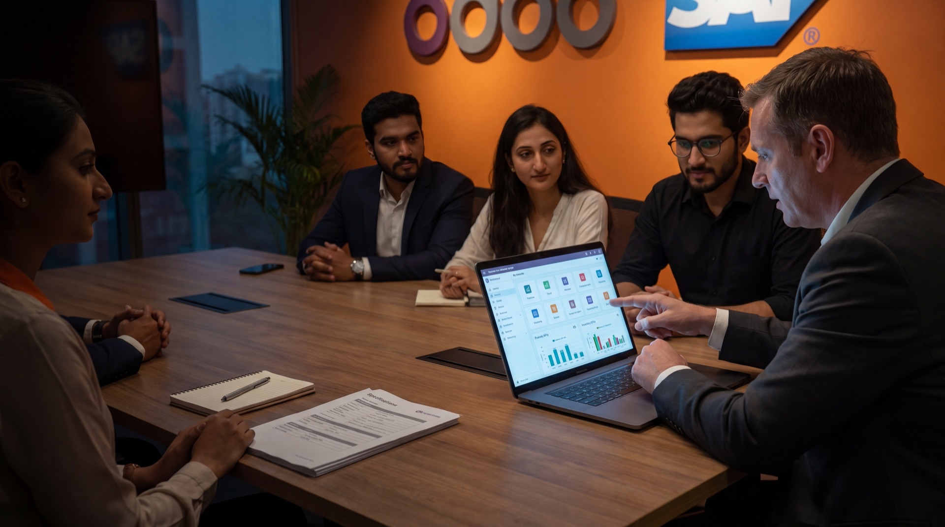 Clixlogix ERP delivery team in a planning session, governance and security built into the rollout.