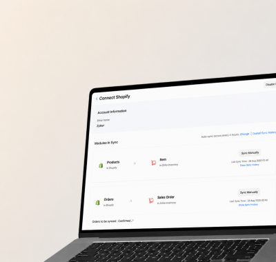 Featured image of the Zoho CRM, Inventory and Shopify integration case study Clixlogix delivered for an eyewear brand.
