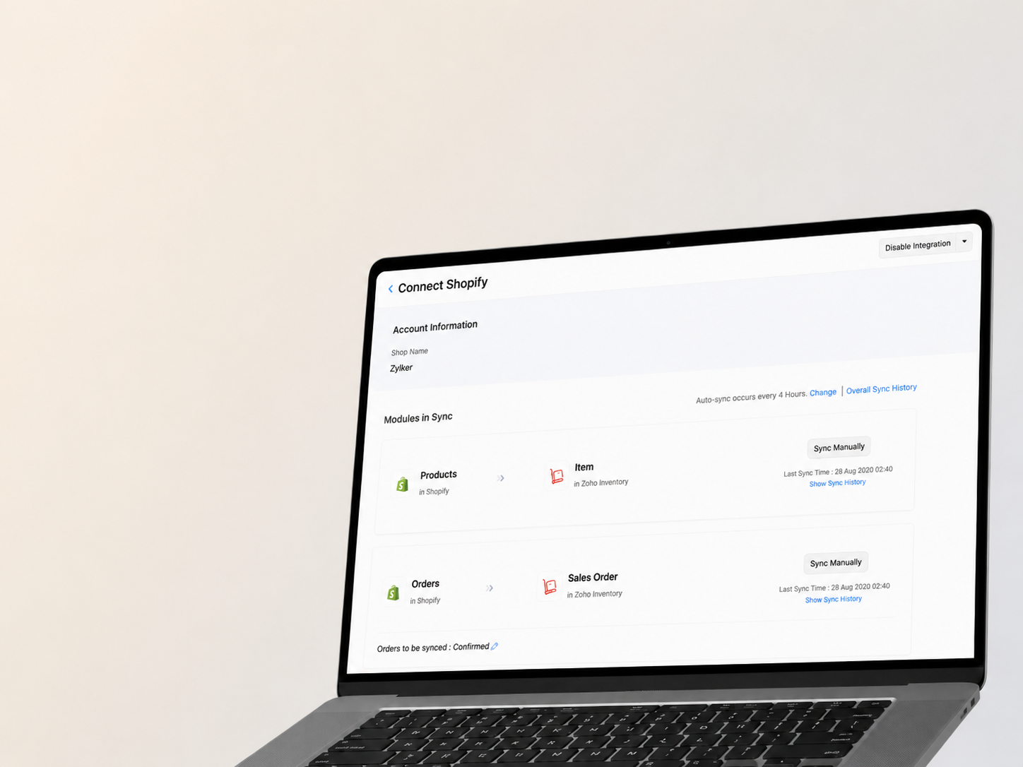 Zoho CRM, Inventory and Shopify Integration for an Eyewear Brand
