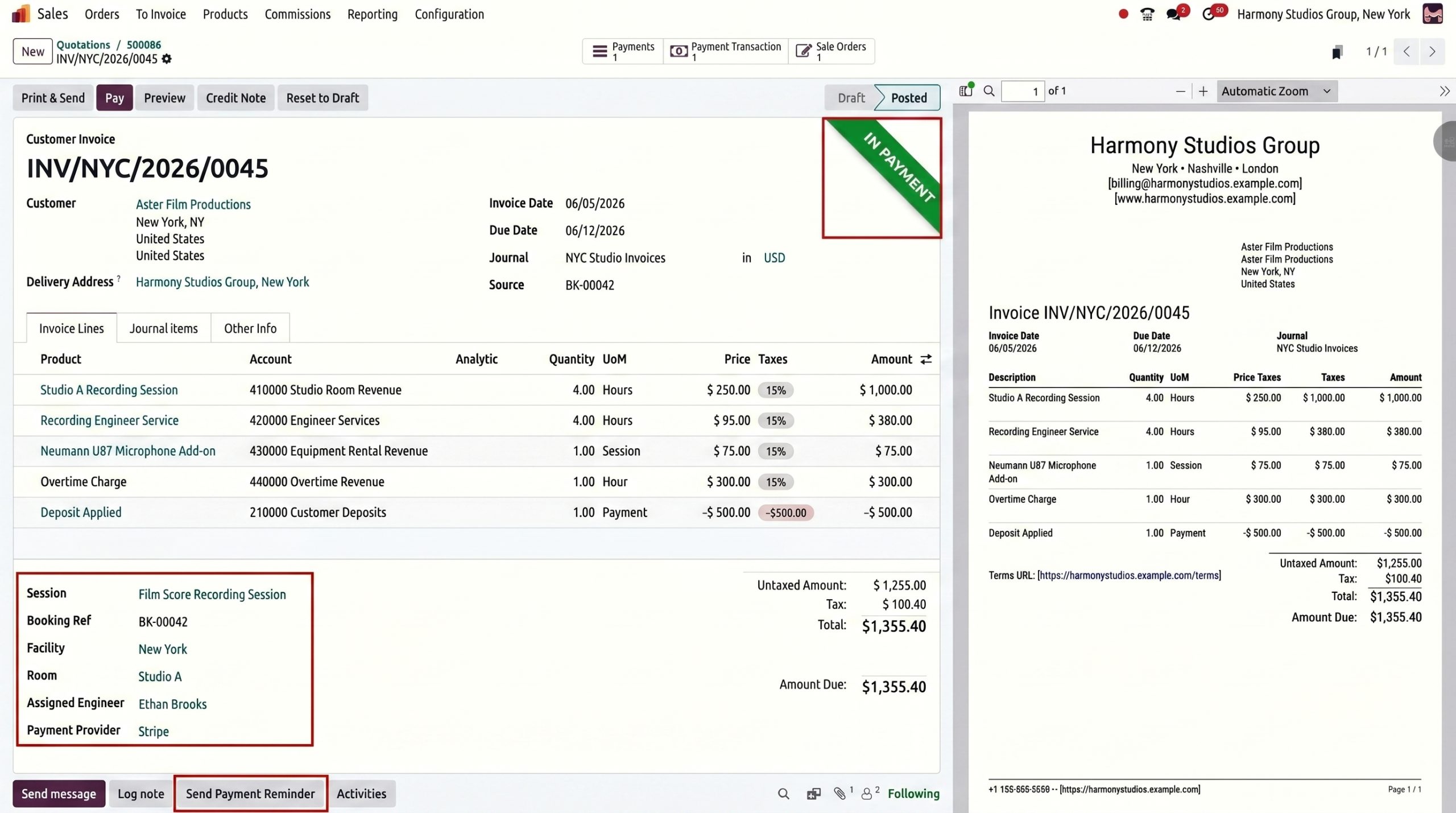Automated Invoice with Booking Reference