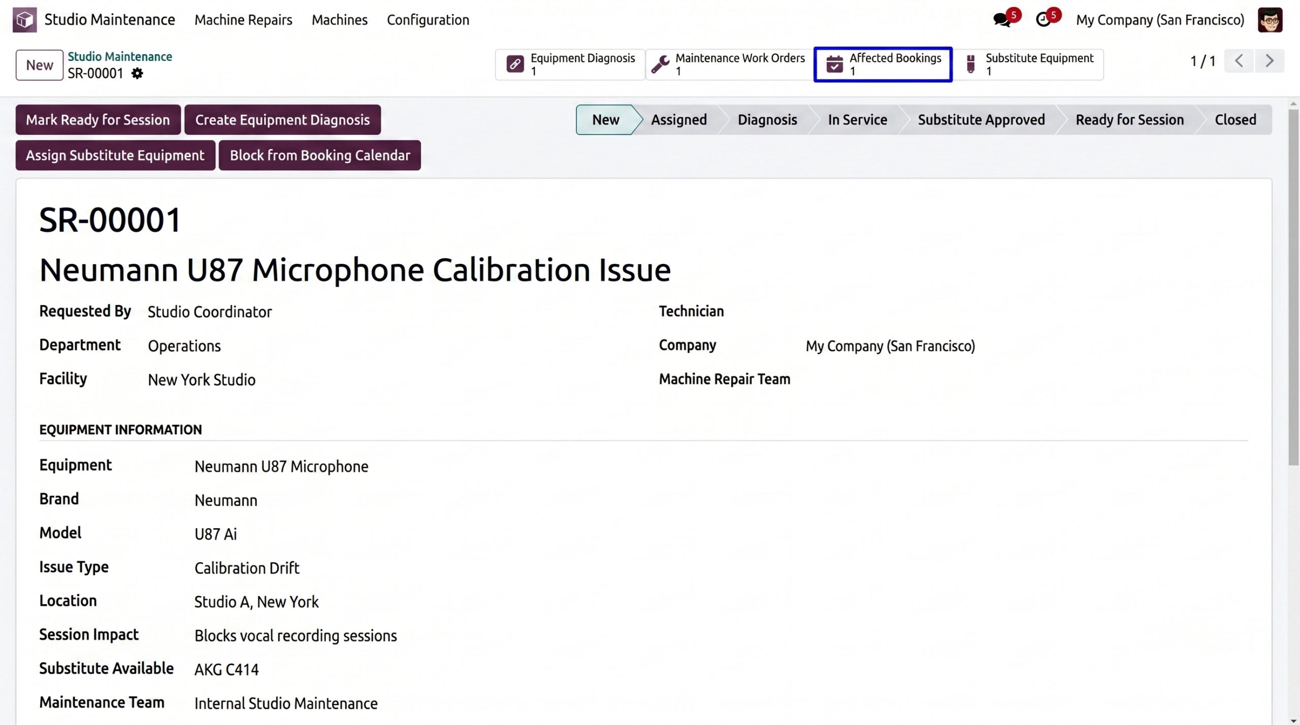 Maintenance Record with Substitution Workflow