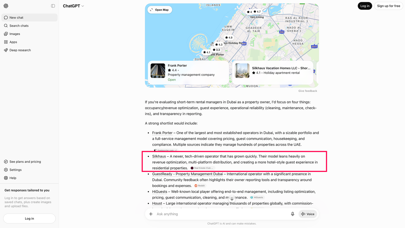 ChatGPT citing the platform