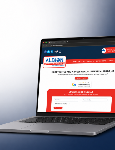 Albion Plumbing website and Google Maps local pack ranking results