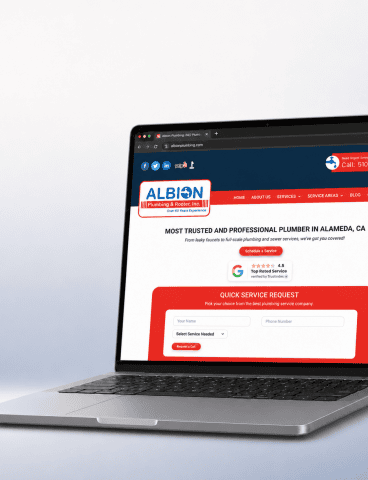 Albion Plumbing website and Google Maps local pack ranking results