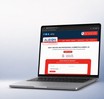 Albion Plumbing website and Google Maps local pack ranking results