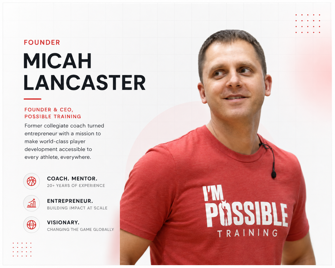 Founder portrait of Micah Lancaster in a coaching context