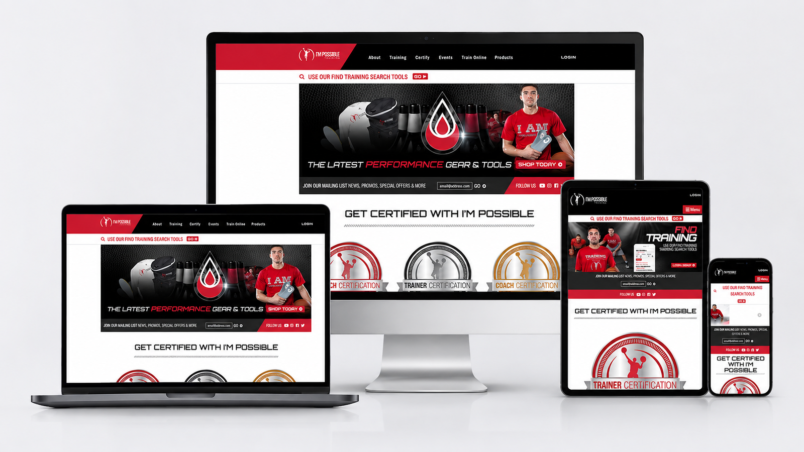Desktop and web platform composite for I'm Possible Training