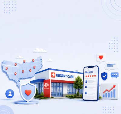 Online reputation management infrastructure for a 40 location urgent care platform