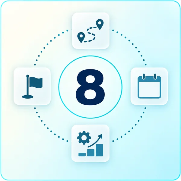Eight implementation stages following discovery