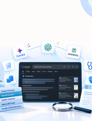Medical financing platform being recommended in the AI Overview answer on Google