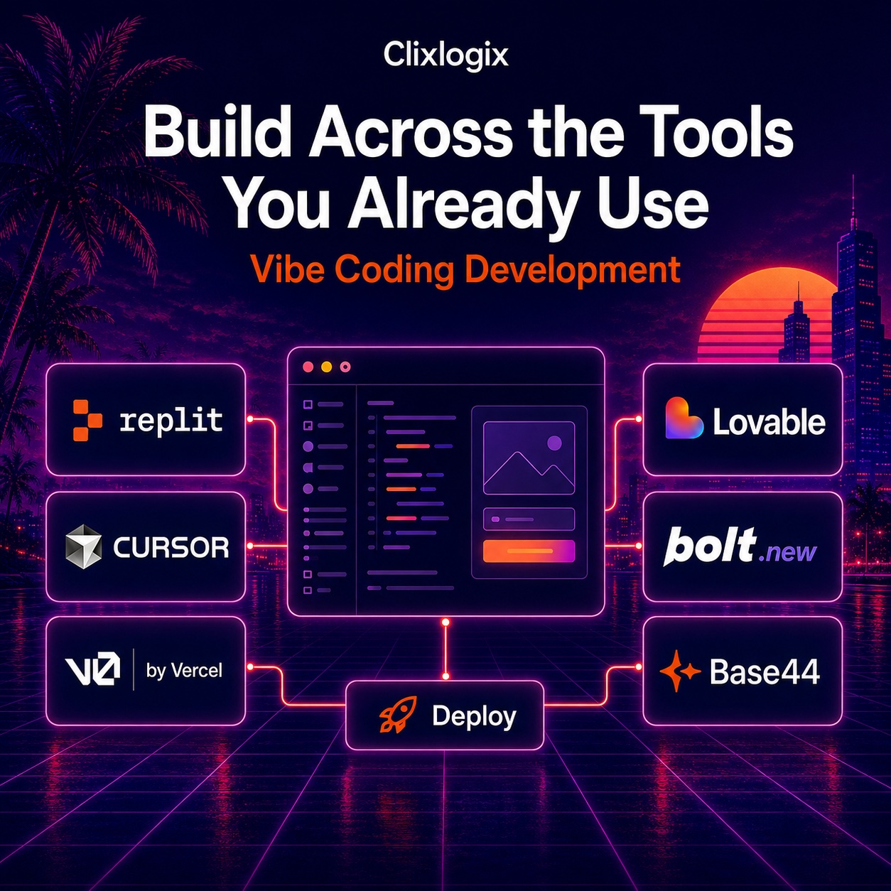 Vibe coding development across Replit, Cursor, v0 by Vercel, Lovable, Bolt.new and Base44