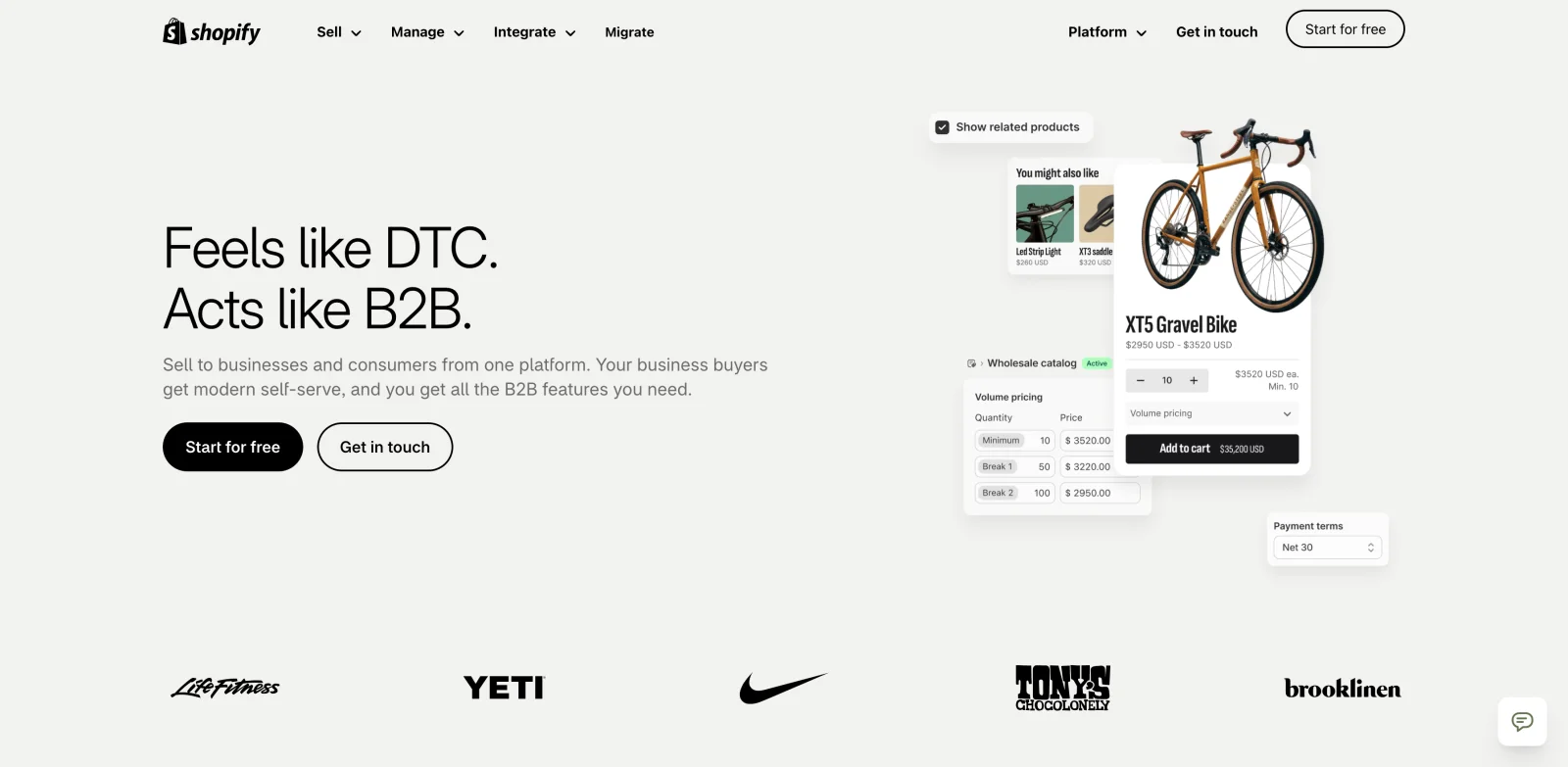 Shopify B2B wholesale storefront showing company accounts and customer specific catalog pricing