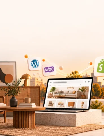 Featured image for a case study in which Clixlogix helped a Berlin furniture retailer post 142% organic growth and EUR 420K revenue via ecommerce SEO, Shopify migration, and three market optimization