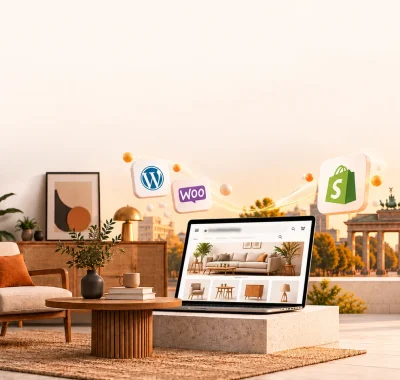 Featured image for a case study in which Clixlogix helped a Berlin furniture retailer post 142% organic growth and EUR 420K revenue via ecommerce SEO, Shopify migration, and three market optimization