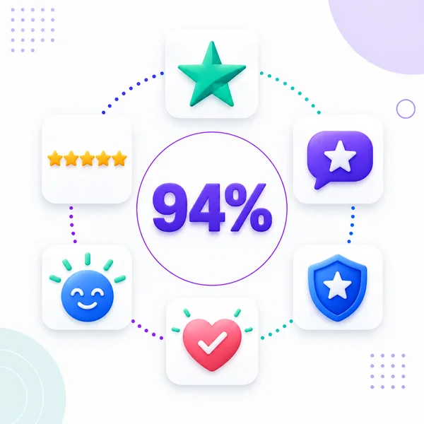 94 percent five star share on Trustpilot